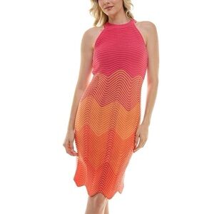 Taylor | NWT Ombré Crochet Knit Halter Dress Fully Lined Size XS Pink Orange